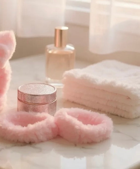 The Heaven'Ly Pink Plush Spa & Beauty Head Band Set