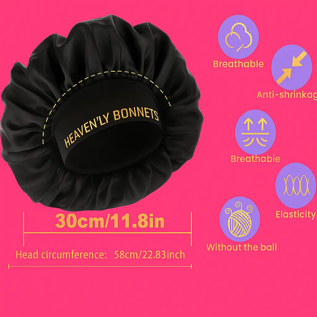(The Heavenly Bonnets Collection) Luxury Satin Hair Bonnets for Women – Customize your beauty Sleep Cap by Heaven’ly Bonnets The Heaven’Ly Bonnets Shop
