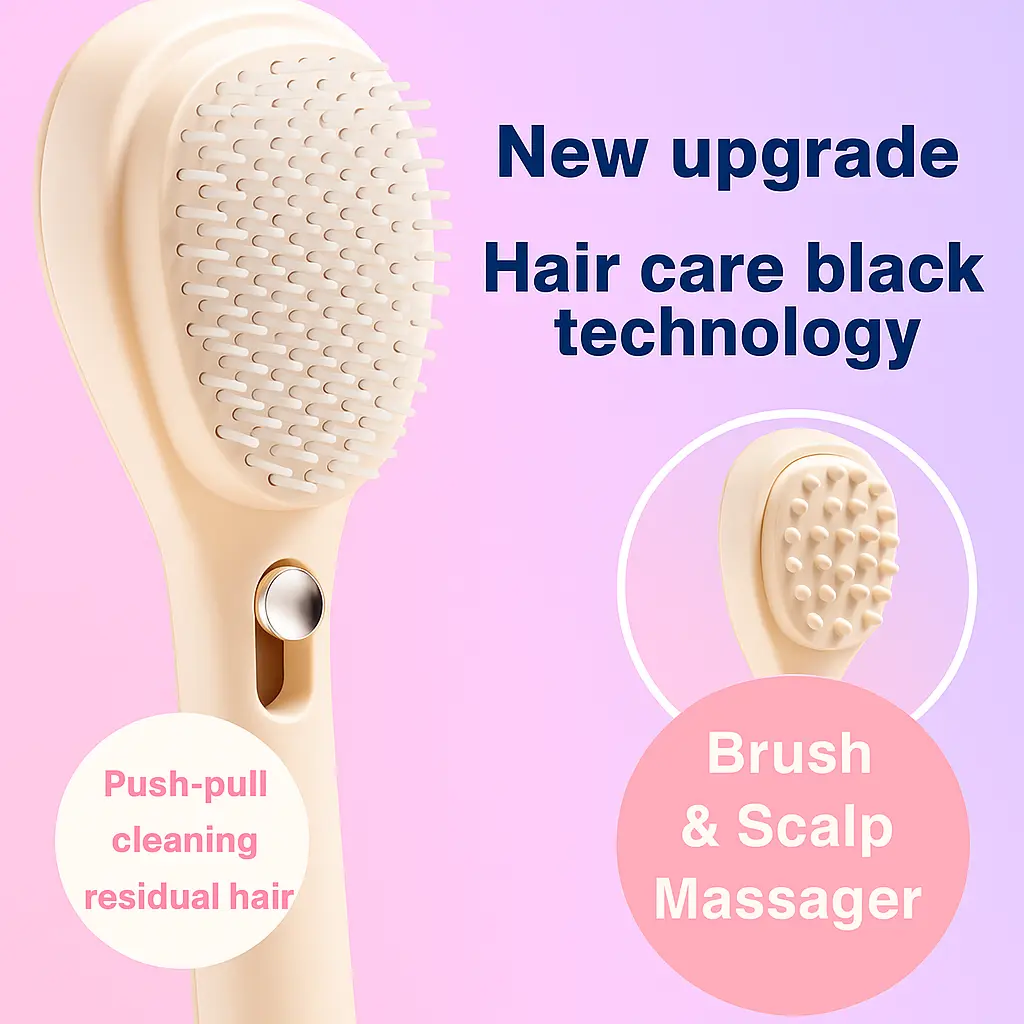 Self Cleaning Hair Brush & Scalp Massager- Never Clean Your Brush Again The Heaven’Ly Bonnets Shop