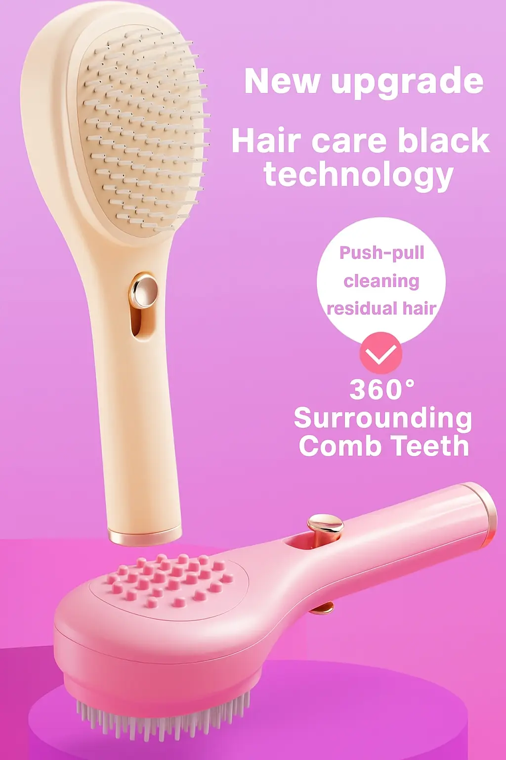 Self Cleaning Hair Brush & Scalp Massager- Never Clean Your Brush Again The Heaven’Ly Bonnets Shop