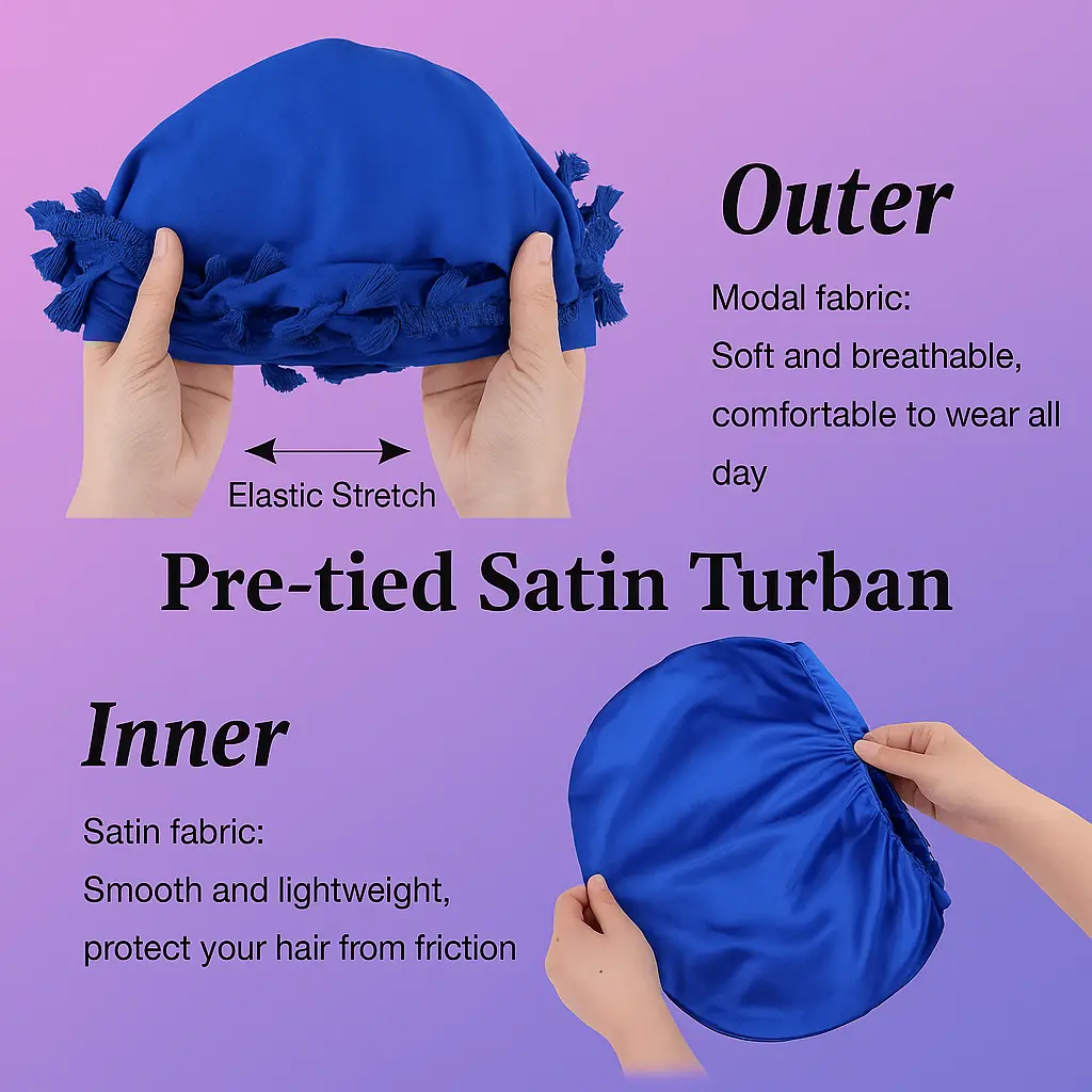Men’s Pre-Tied Retro Satin Turban The Heaven’Ly Bonnets Shop