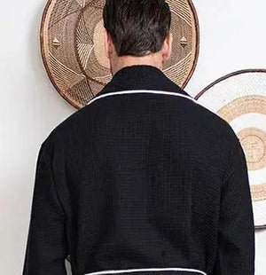 Premium Waffle Piping Robe for Men Lotus Linen