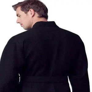 Waffle Kimono Spa Bathrobe for Men -  Absorbent, Lightweight Lotus Linen