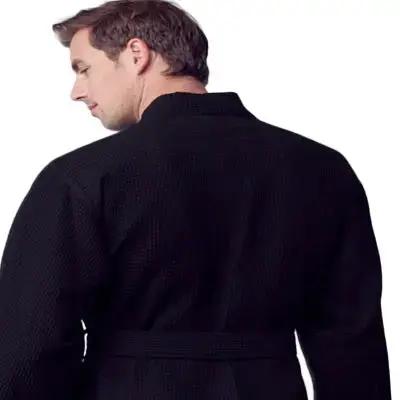 Waffle Kimono Spa Bathrobe for Men -  Absorbent, Lightweight Lotus Linen