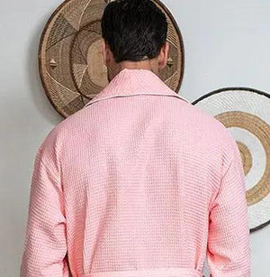 Premium Waffle Piping Robe for Men Lotus Linen