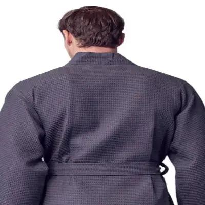 Waffle Kimono Spa Bathrobe for Men -  Absorbent, Lightweight Lotus Linen