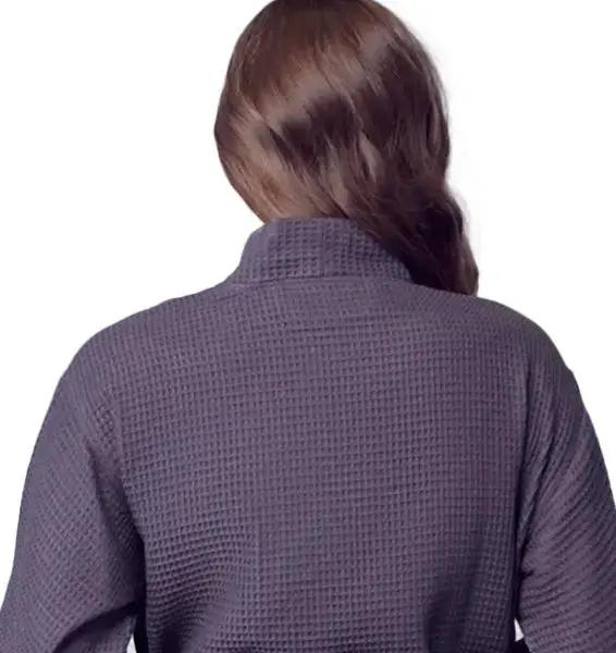 Knee-Length Waffle Kimono Robe for Women Lotus Linen
