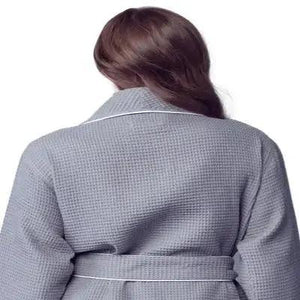 Women’s Waffle Piping Bathrobe – Lightweight Spa-Style Comfort Lotus Linen