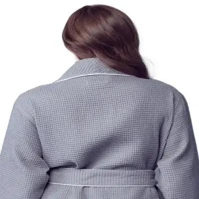 Women’s Waffle Piping Bathrobe – Lightweight Spa-Style Comfort Lotus Linen