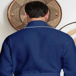 Premium Waffle Piping Robe for Men Lotus Linen