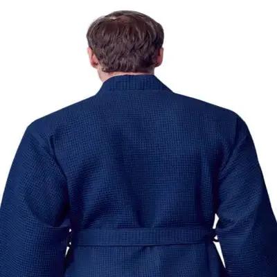Waffle Kimono Spa Bathrobe for Men -  Absorbent, Lightweight Lotus Linen