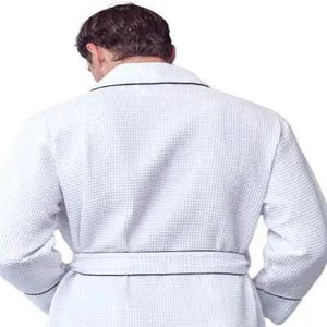 Premium Waffle Piping Robe for Men Lotus Linen