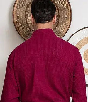 Waffle Kimono Spa Bathrobe for Men -  Absorbent, Lightweight Lotus Linen