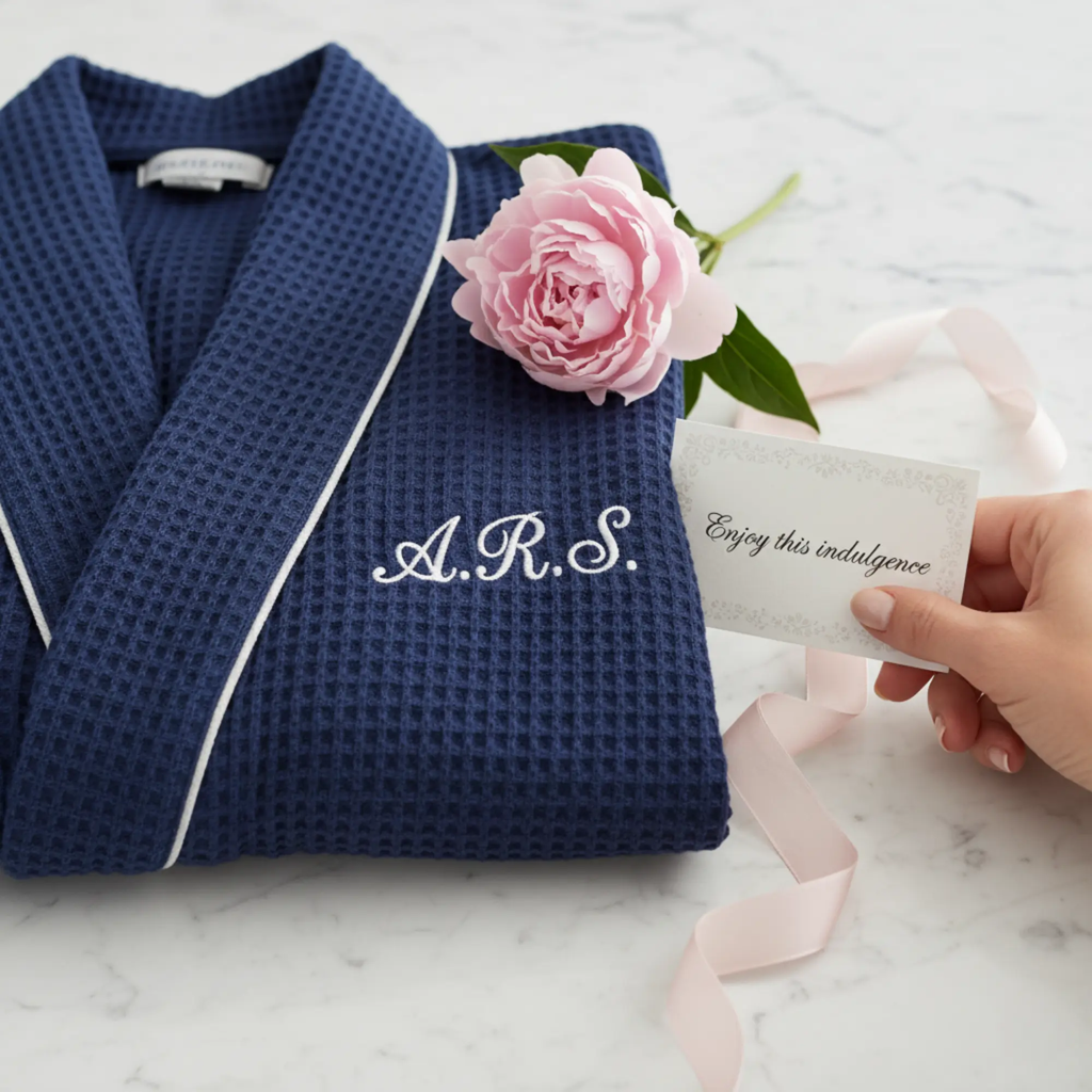 Women’s Waffle Piping Bathrobe – Lightweight Spa-Style Comfort Lotus Linen