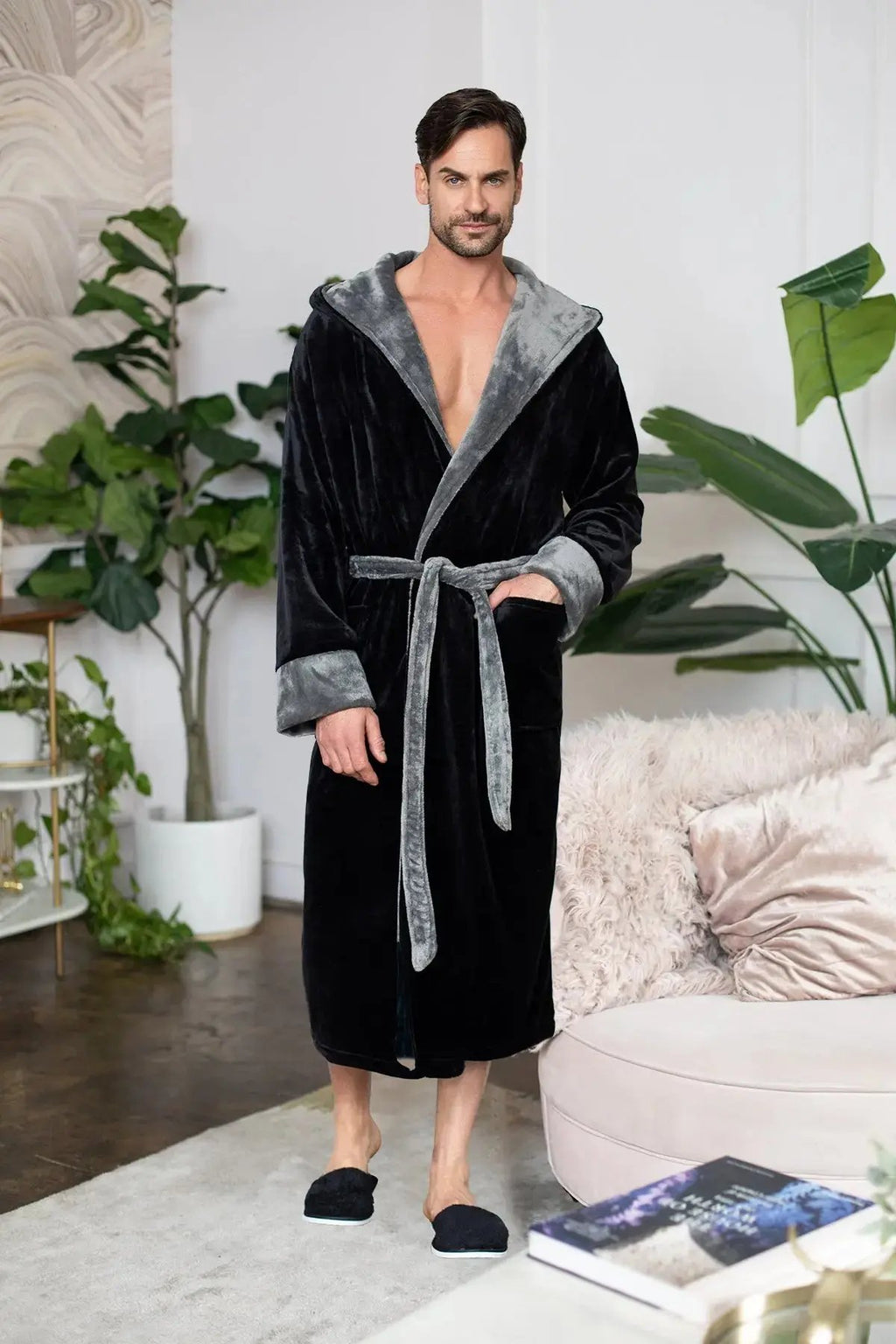 Men’s Robe with Hood – Ultra-Soft Plush Comfort for Everyday Use Lotus Linen