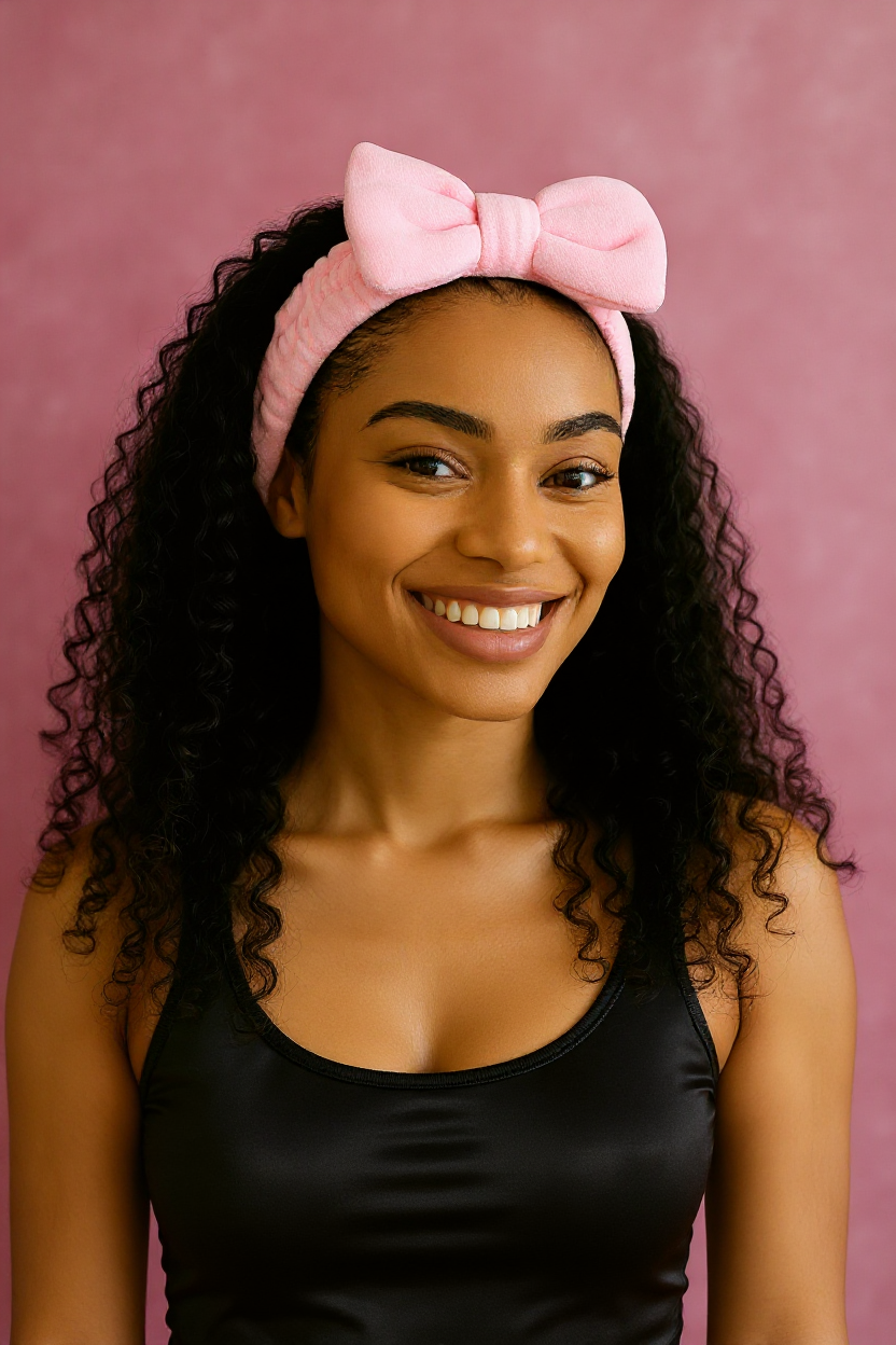 The Heaven'Ly Pink Plush Spa & Beauty Head Band Set