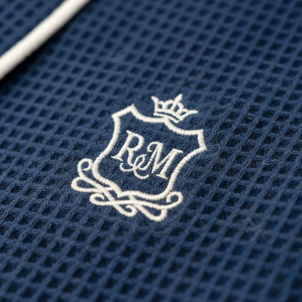 Premium Waffle Piping Robe for Men Lotus Linen