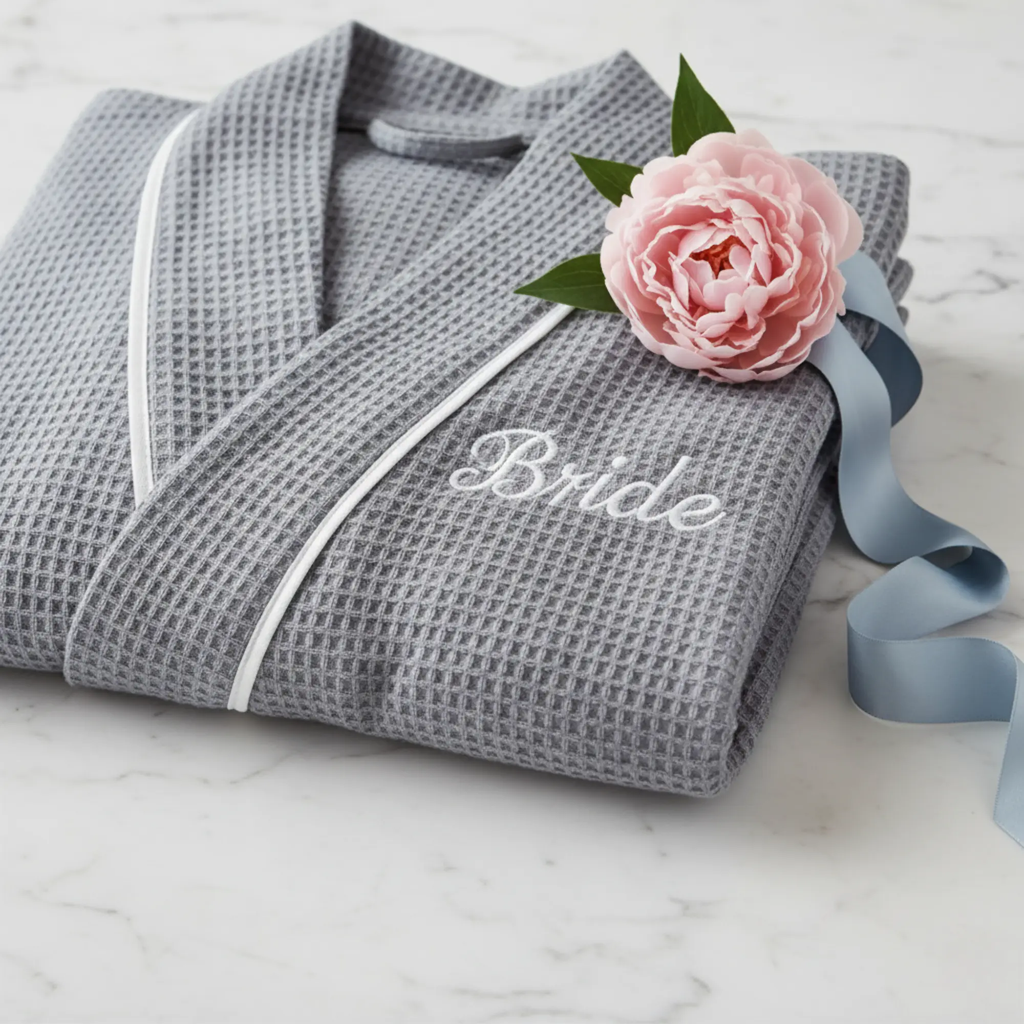 Knee-Length Waffle Kimono Robe for Women Lotus Linen