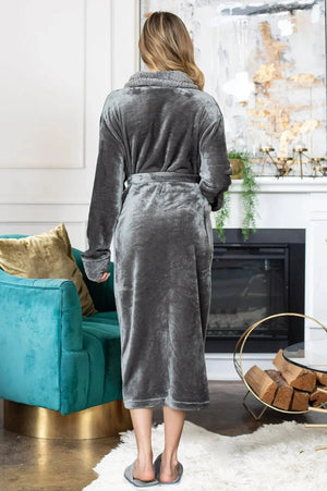 Women's Ultra Soft Plush Bathrobe Lotus Linen