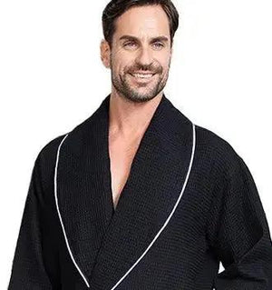 Premium Waffle Piping Robe for Men Lotus Linen