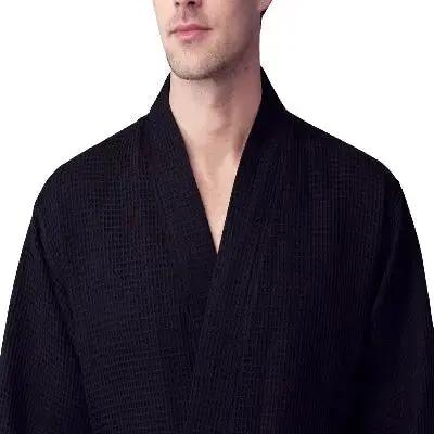 Waffle Kimono Spa Bathrobe for Men -  Absorbent, Lightweight Lotus Linen