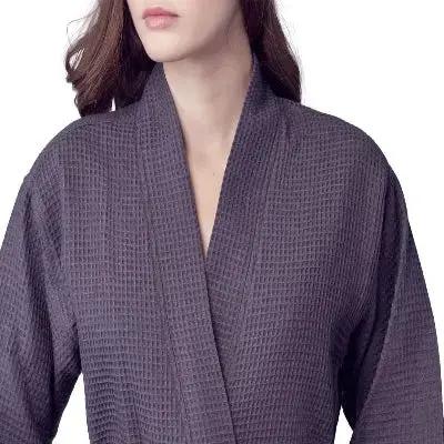 Knee-Length Waffle Kimono Robe for Women Lotus Linen