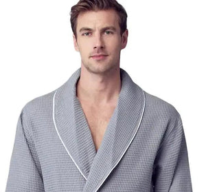 Premium Waffle Piping Robe for Men Lotus Linen