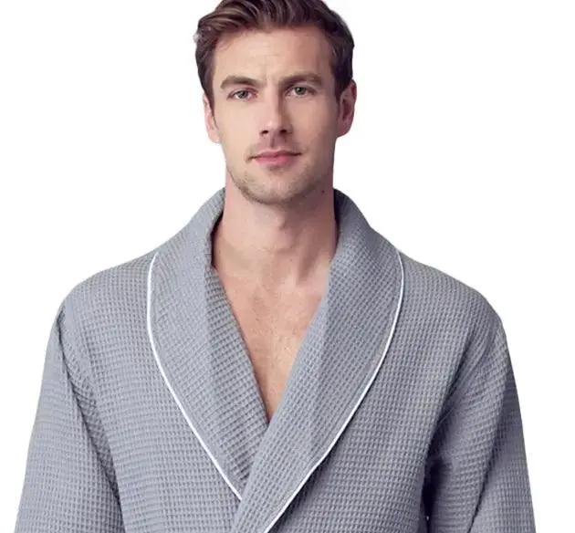 Premium Waffle Piping Robe for Men Lotus Linen