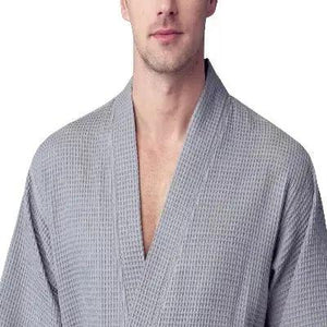 Waffle Kimono Spa Bathrobe for Men -  Absorbent, Lightweight Lotus Linen