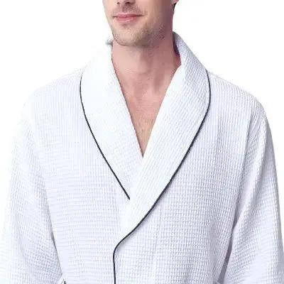 Premium Waffle Piping Robe for Men Lotus Linen