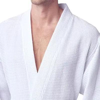 Waffle Kimono Spa Bathrobe for Men -  Absorbent, Lightweight Lotus Linen