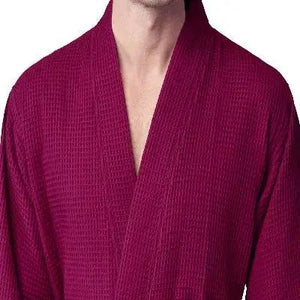 Waffle Kimono Spa Bathrobe for Men -  Absorbent, Lightweight Lotus Linen