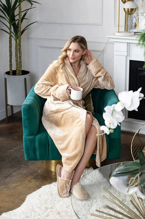 Women's Ultra Soft Plush Bathrobe Lotus Linen