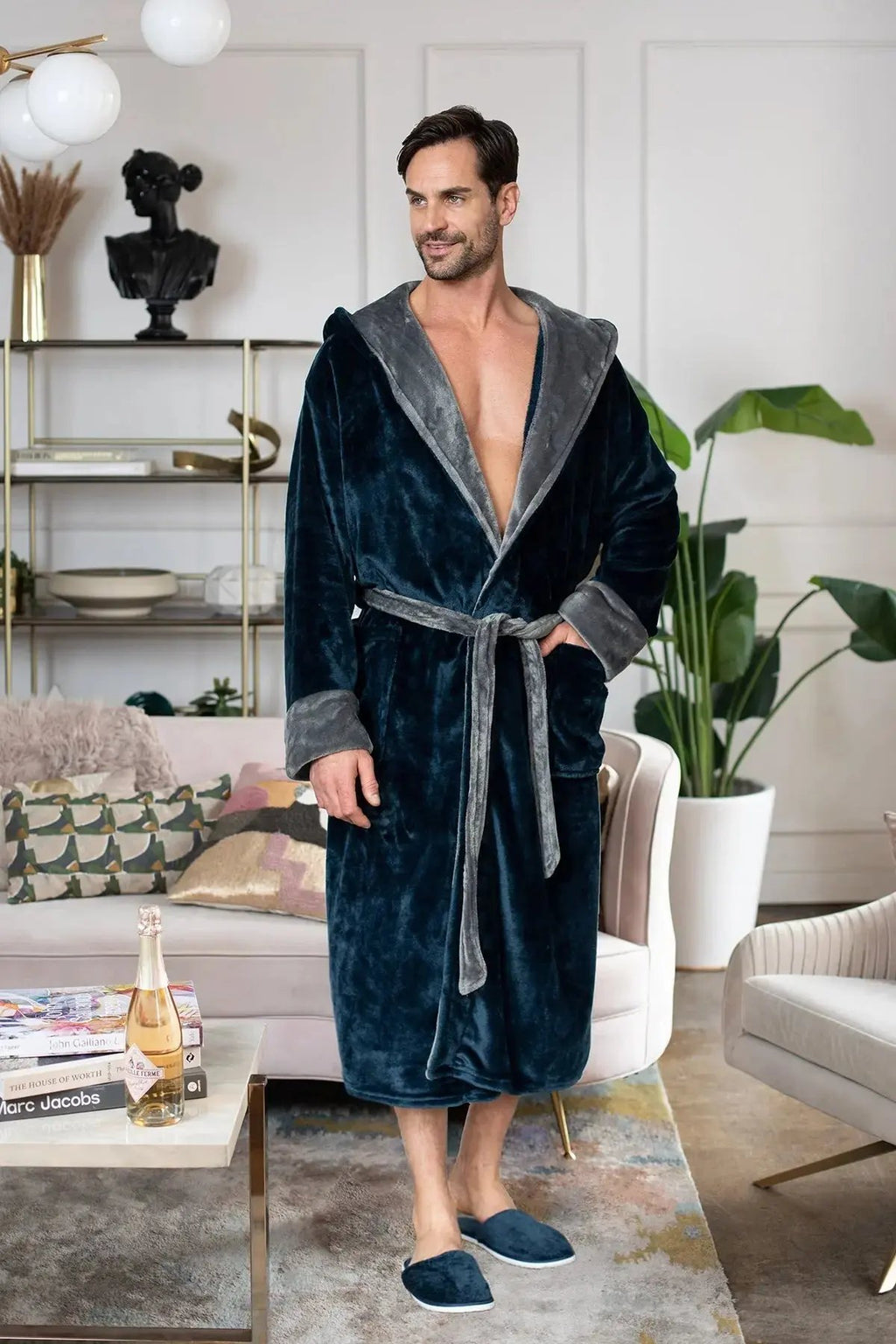 Men’s Robe with Hood – Ultra-Soft Plush Comfort for Everyday Use Lotus Linen