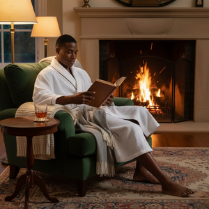 Premium Waffle Piping Robe for Men Lotus Linen