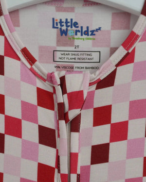 Checkered Bamboo Romper Little Worldz