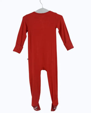 Red Bamboo Zipper Footie Little Worldz