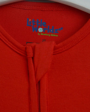 Red Bamboo Zipper Footie Little Worldz