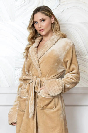 Women's Ultra Soft Plush Bathrobe Lotus Linen