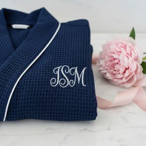 Knee-Length Waffle Kimono Robe for Women Lotus Linen