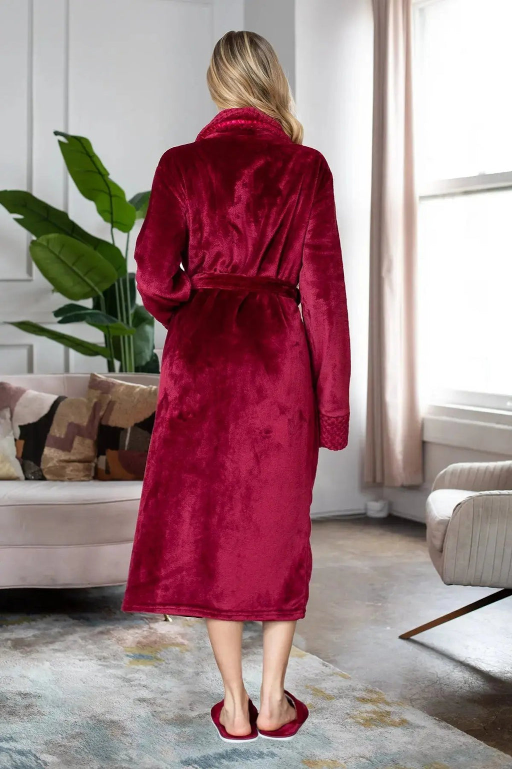 Women's Ultra Soft Plush Bathrobe Lotus Linen
