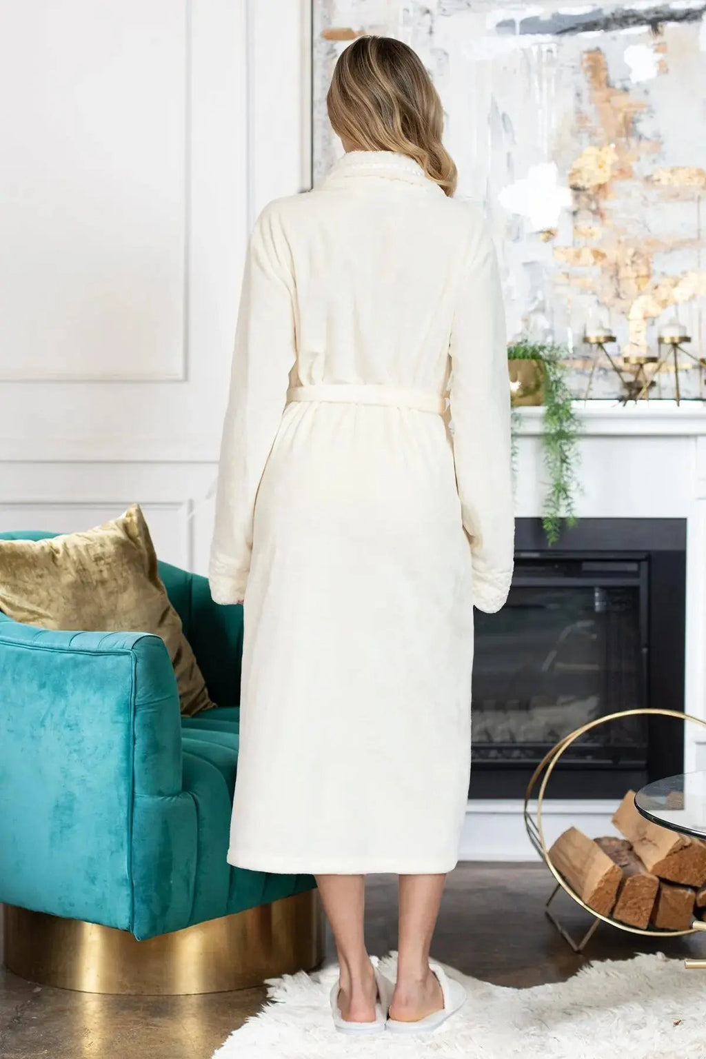 Women's Ultra Soft Plush Bathrobe Lotus Linen