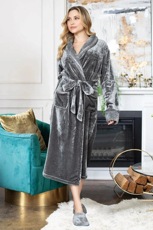 Women's Ultra Soft Plush Bathrobe Lotus Linen