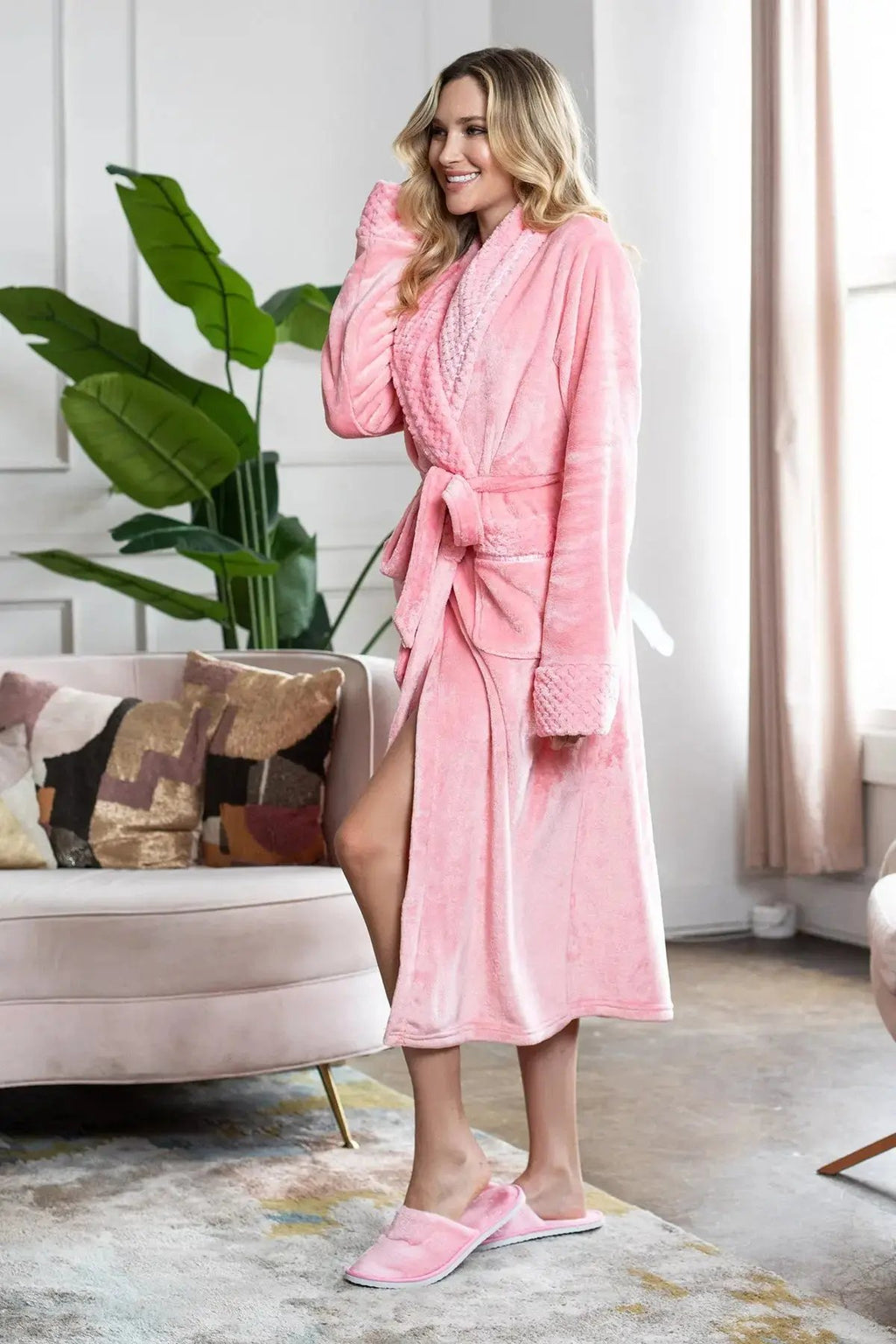 Women's Ultra Soft Plush Bathrobe Lotus Linen